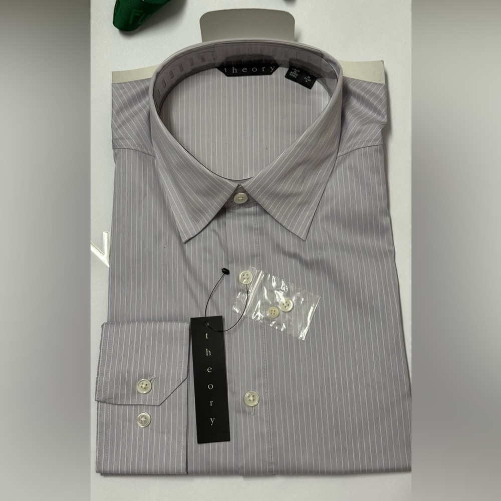 Theory Men's Light Lavender Pinstripe Dress Shirt